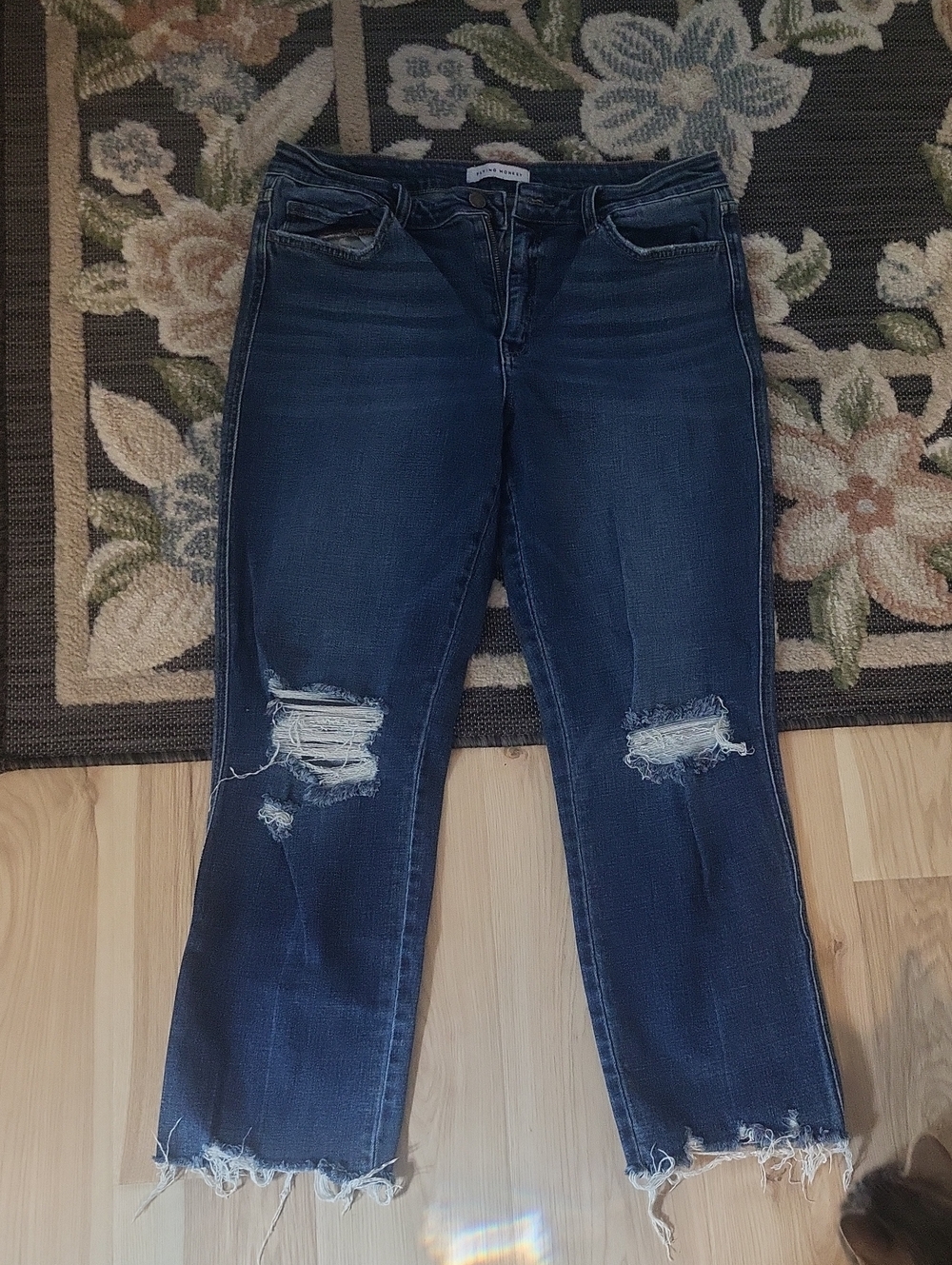 Flying Monkey Indigo Distressed Cropped Ankle Jeans